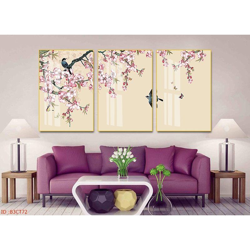 Xả tranh tráng gương hoa đào Tết đẹp hơn tranh canvas
