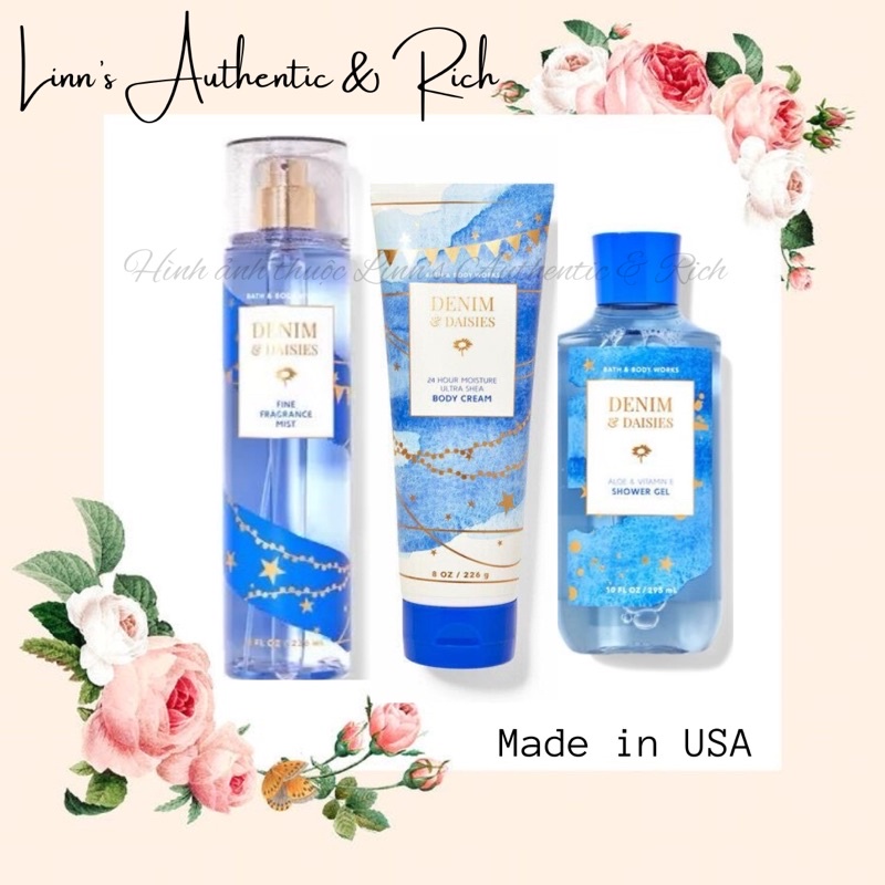 Auth_Fullsize DENIM DAISIES - Xịt Thơm Toàn Thân Body Mist Bath & Body Works USA