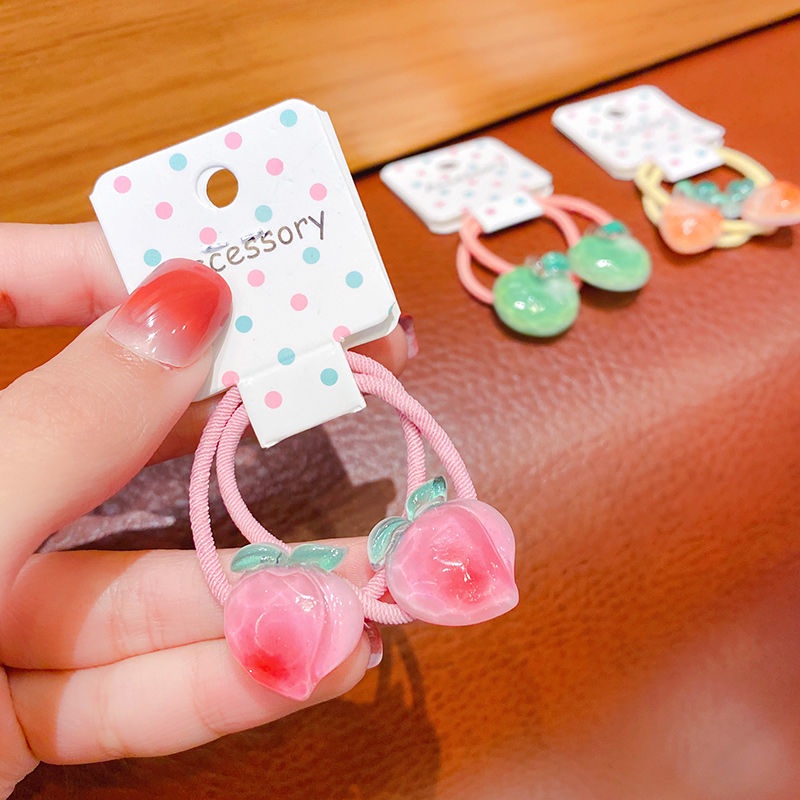 Dây Buộc Tóc Cao Su Co Giãn Hình Trái Cây Hoạt Hình Dễ Thương Cho Bé Gái