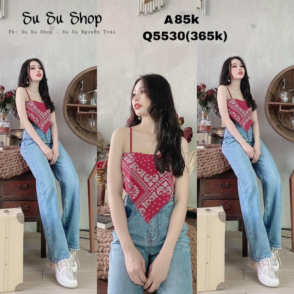 Áo Hai Dây Thổ Cẩm Vintage Nữ ⚡ Casper.Store | FREESHIP | ⚡ Thun nữ thắt nơ lưng, dáng ôm body, thiết kế độc đáo,nổi bật