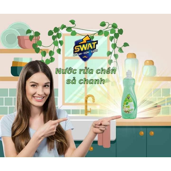 Nước rữa chén SWAT Chanh Sả Khử tanh 750g