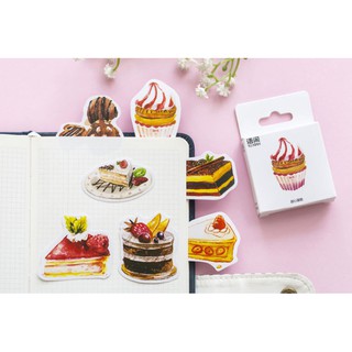 HỘP STICKER 40-50 MIẾNG bánh kem / sen đá siêu xinh trang trí Bujo / Planner / Scrapbook