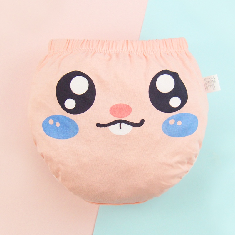 Bộ 4 quần lót bông LUCKY BIG CAT mềm mại thoáng khí họa tiết dễ thương kiểu hoạt hình thời trang dành cho bé gái