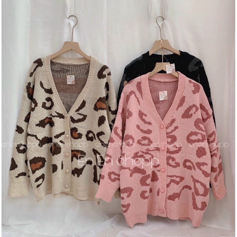 Áo khoác len cardigan hoạ tiết báo siêu đẹp