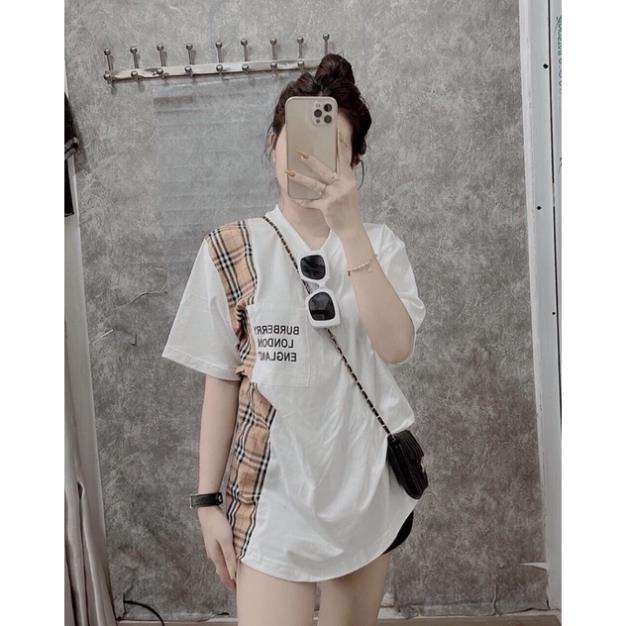 [XẢ KHO] Áo Thun Vintage Unisex Rubystore Phông Ngắn Tay Lỡ Form Rộng Đẹp Cá Tính Phối Kẻ Túi Chữ Nam Nữ Ulzzang Hot