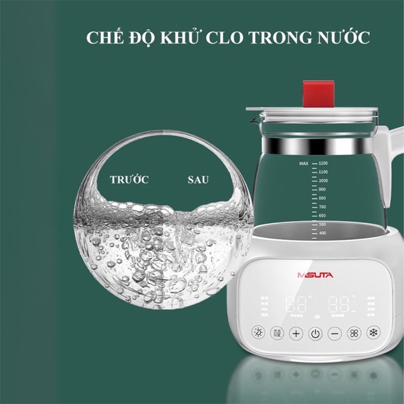 [GIAO HOẢ TỐC 3H] Máy đun hâm nước pha sữa thông minh giữ nhiệt điều khiển từ xa Misuta chính hãng BH 12 tháng