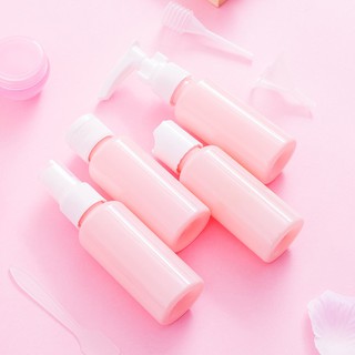 Bộ chai chiết mỹ phẩm 8 món màu hồng