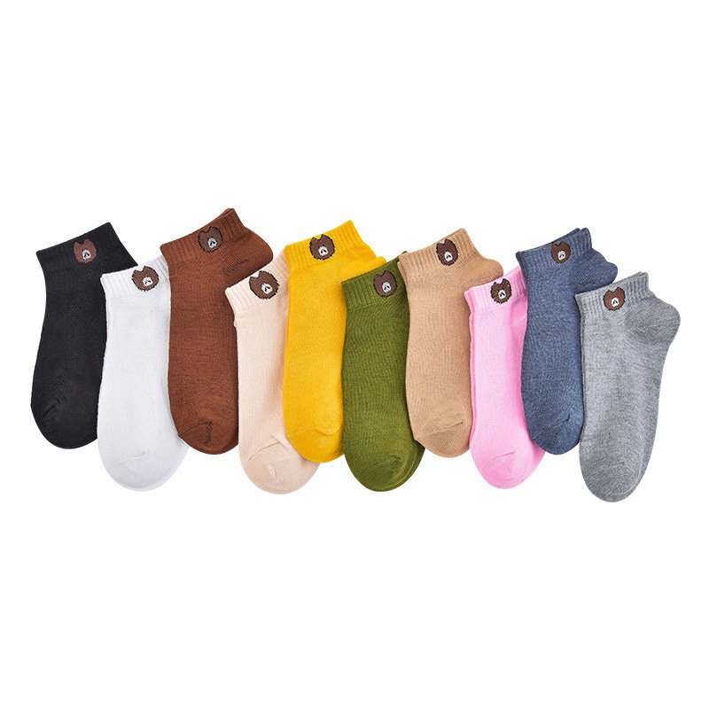 AOFEIQIKE AOFEIQIKE 1 Đôi Vớ Cotton Mềm Cổ Thuyền Thoáng Khí Thời Trang Cho Nữ