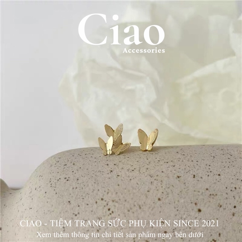 [HOẢ TỐC 1H] Khuyên tai/ Bông tai mạ bạc S925 thiết kế nữ tính xinh xắn Lindane Ciao