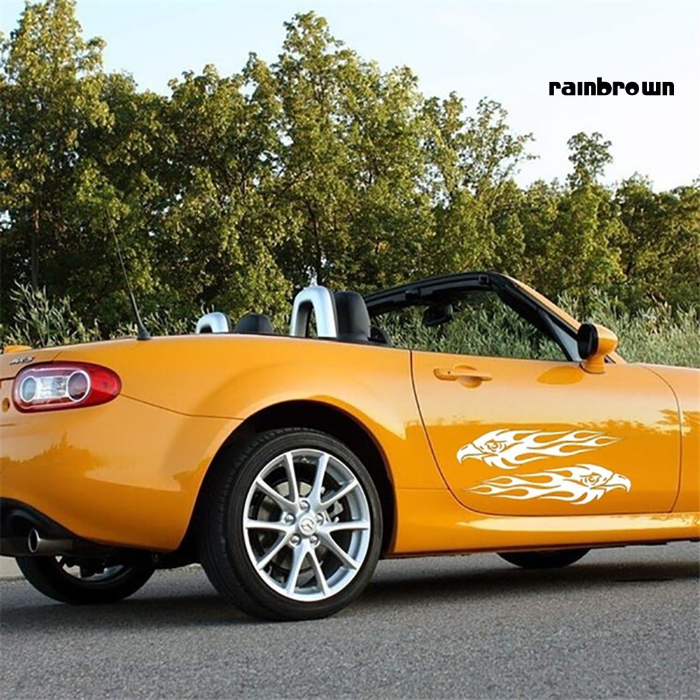 2 Miếng Dán Trang Trí Xe Hơi Hình Ngọn Lửa Độc Đáo