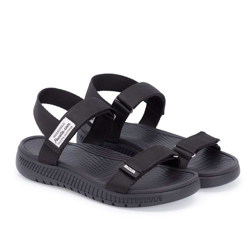 [Mã FASHIONT4WA2 giảm 10k đơn từ 50k] Sandal Nữ Đi Học Quai Hậu Cao Cấp Full Đen Facota SDN07