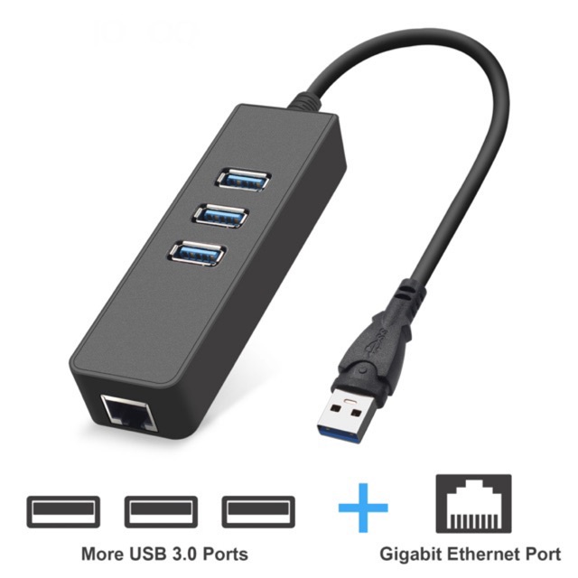 Bộ Chia 3 Cổng USB 3.0 / USB C Sang Rj45 Lan Card Mạng Lan Cho Computer Laptop