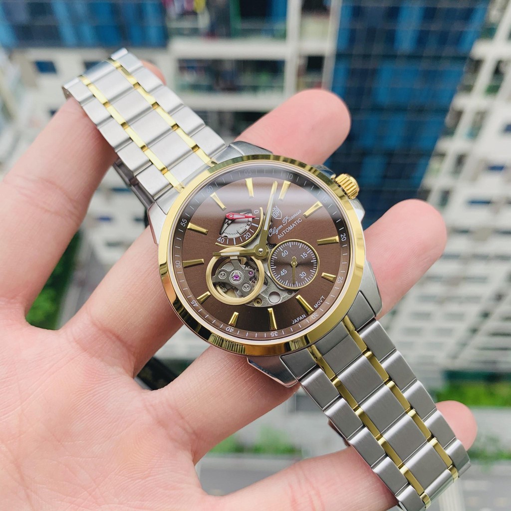Đồng hồ nam dây kim loại mặt kính sapphire automatic Olym Pianus OP9908-88 OP9908-88