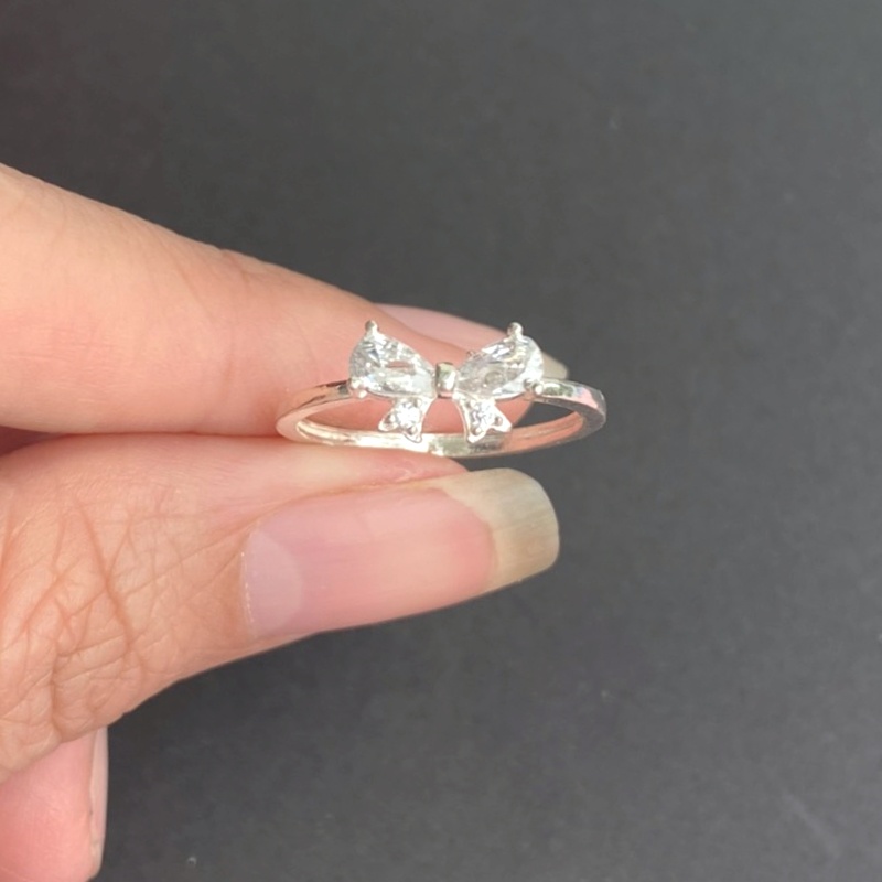 Nhẫn nữ bạc ta mặt hình nơ xinh xắn - Trang sức bạc Evasilver