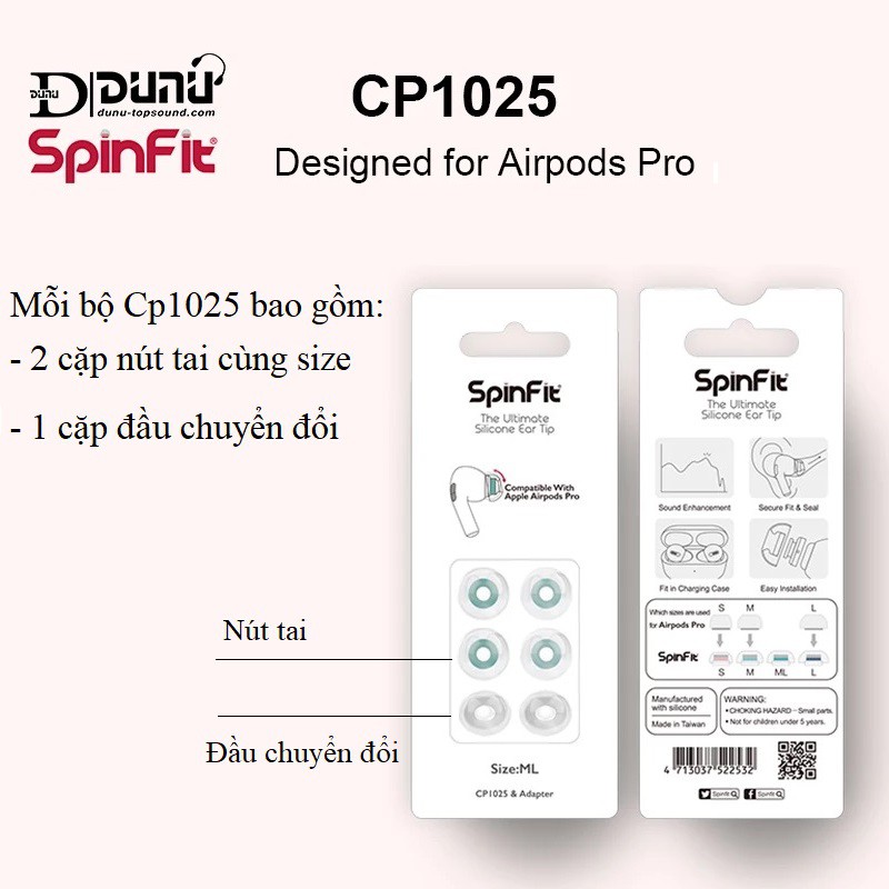 Nút tai nghe Spinfit CP1025 nâng cấp thay thế cho Airpods Pro