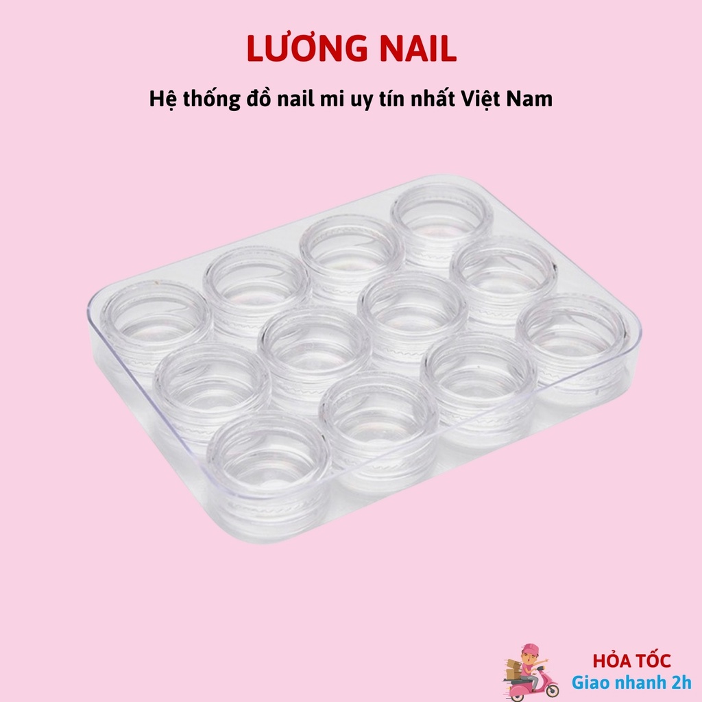 Khay đựng đá charrm phụ kiện nail/ kính áp tròng chứa 12 ô tròn