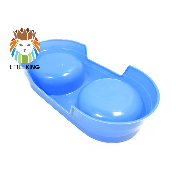 Bát ăn đôi tròn cỡ nhỏ cho chó mèo con, thú cưng cỡ nhỏ Little King pet shop chất liệu nhựa PP nhiều màu sắc