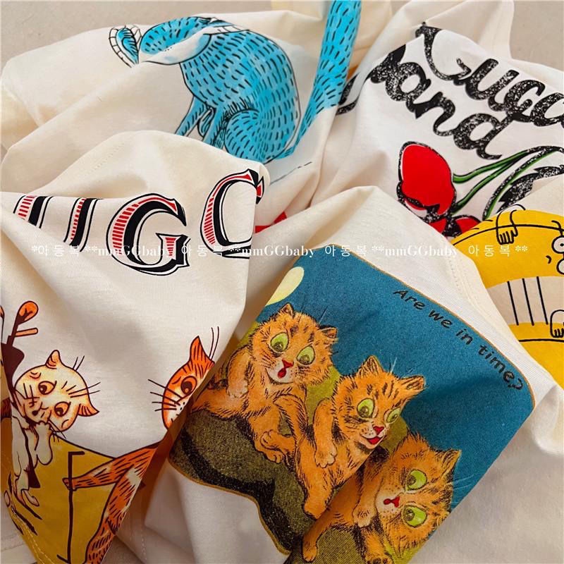 Hàng Mới Về Áo Thun 100% Cotton Tay Ngắn In Họa Tiết Hoạt Hình Và Chữ Thời Trang Xuân Hè Cho Bé Trai Và Gái