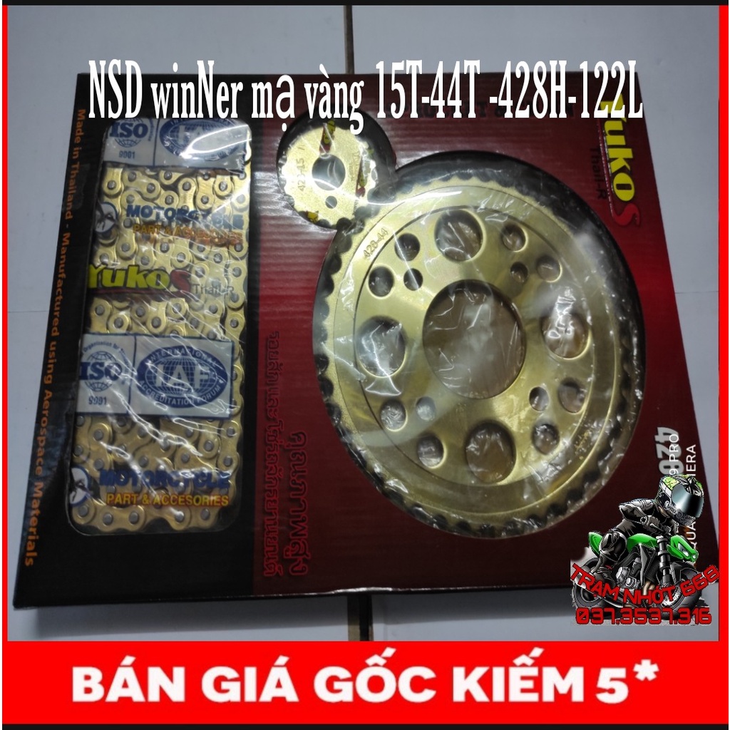 NHÔNG SÊN DĨA MẠ VÀNG WINNER 15T-44T-428H-122L, CHÍNH HÃNG YUKOS THÁI LAN