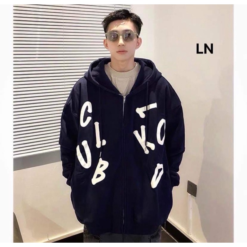 Áo khoá nỉ cotton chữ cái LN12