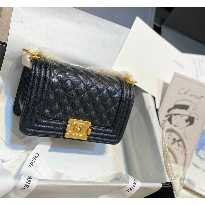 Túi xách nữ MINI CAVIAR Size 22cm Fullbox, túi vải, giấy nến bọc