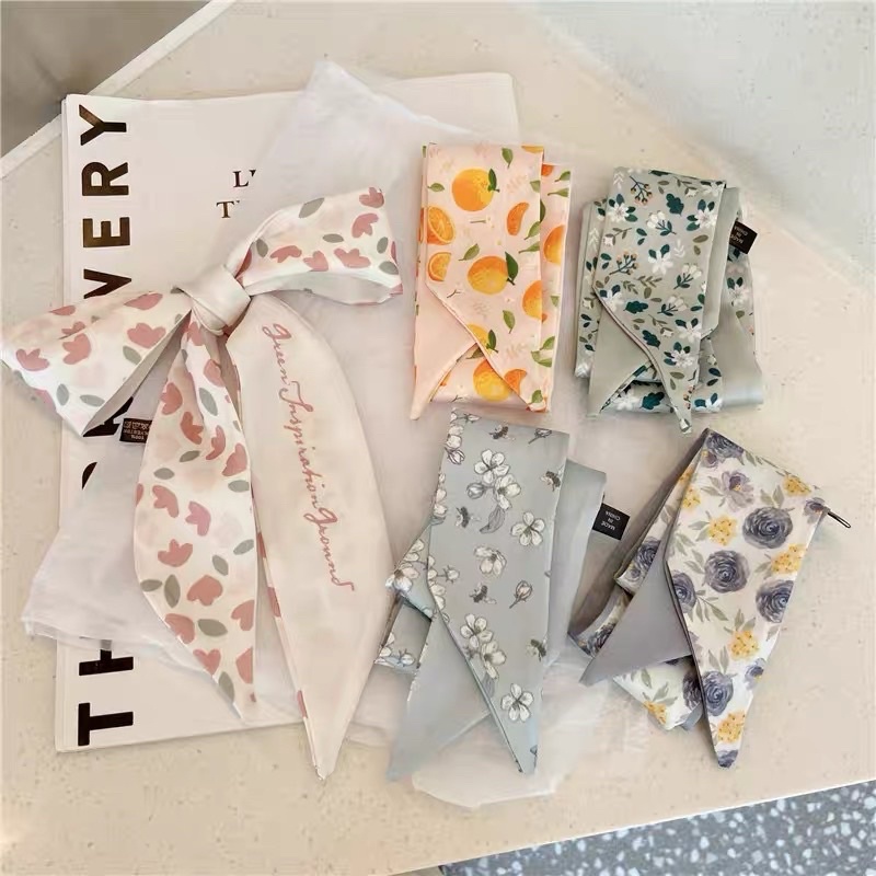 Dây cột tóc nơ dây turban có thể quàng cổ làm băng đô TÍM STORE phong cách hàn quốc dễ thương