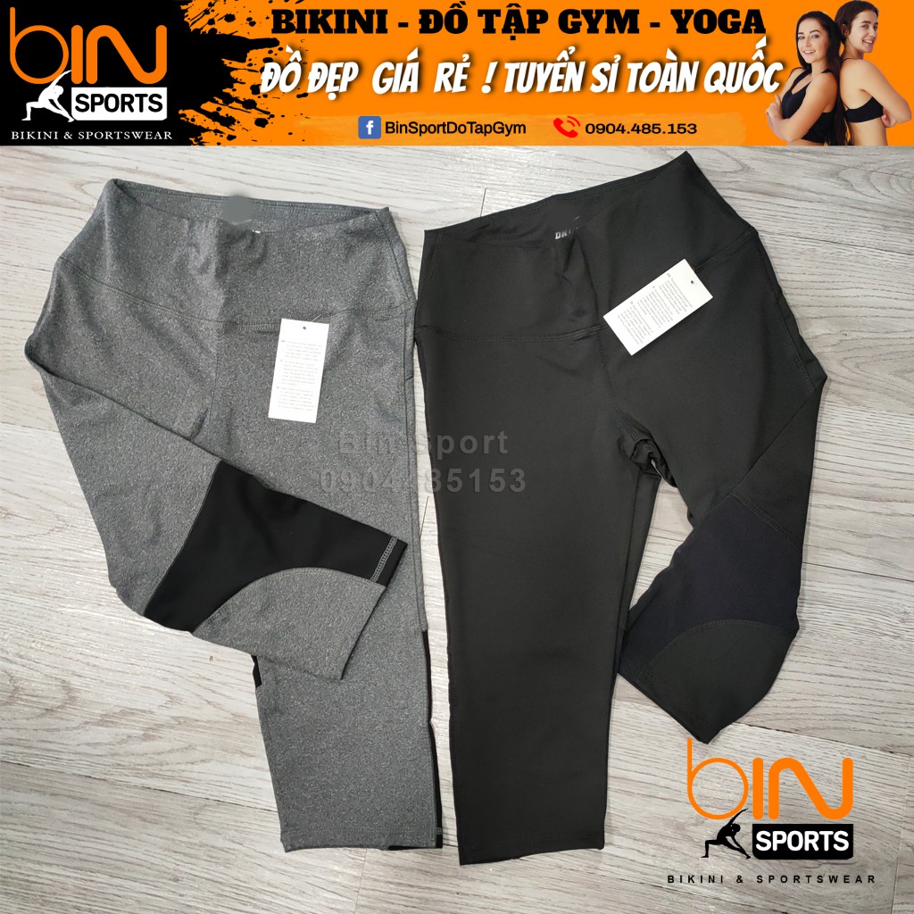 Quần tập gym nữ, quần dài thể thao phối lưới Bin Sport Q100