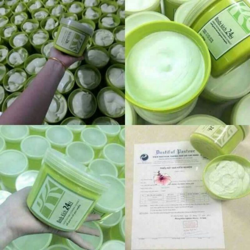 Kem body kích trắng 24h tinh chất trà xanh hương hoa hộp 500g