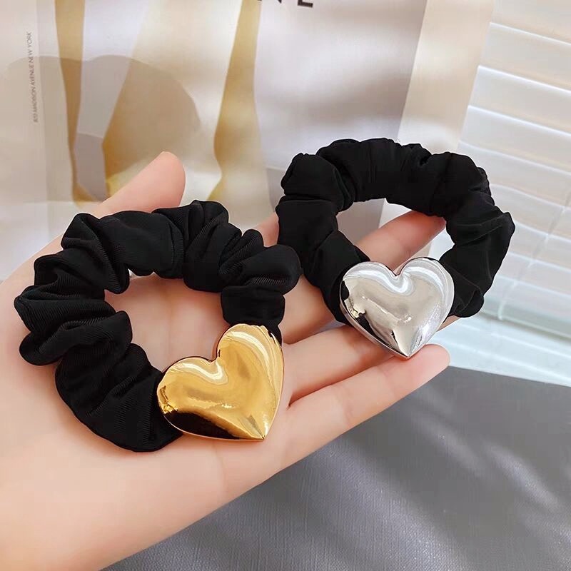 Dây buộc tóc bằng kim loại màu đen phong cách Hàn Quốc cho nữ