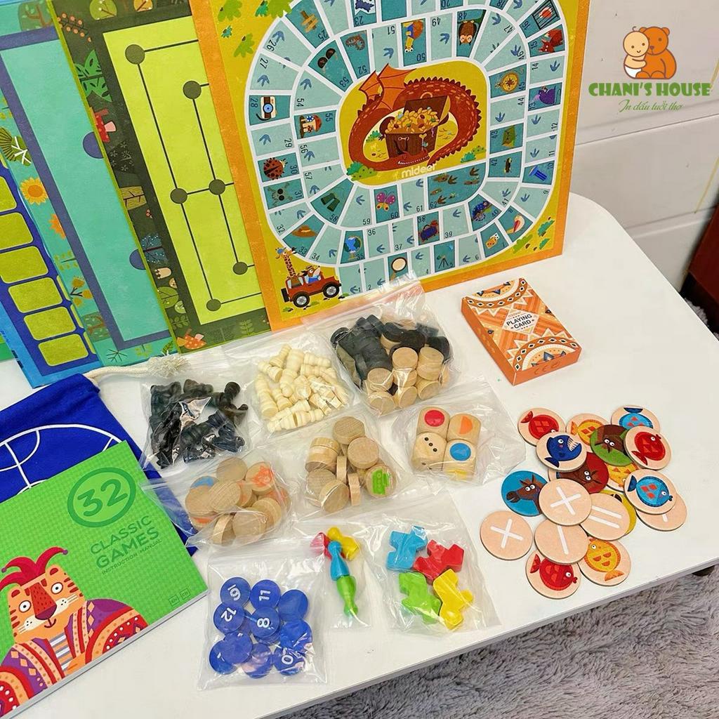 BOARD GAME 32 IN 1 MIDEER TÍCH HỢP 32 TRÒ CHƠI TƯƠNG TÁC KINH ĐIỂN