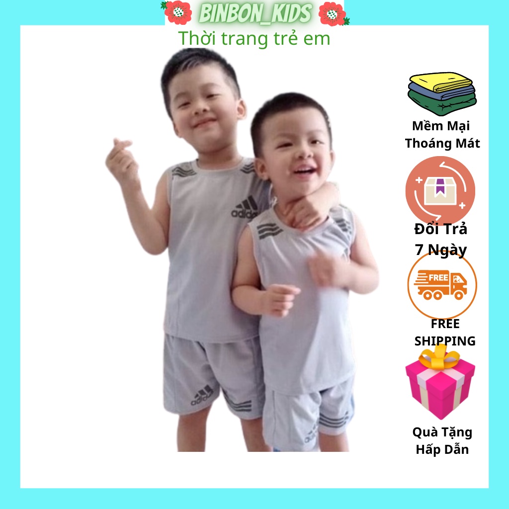 Bộ Ba Lỗ Bé Trai binbon kids.quần áo trẻ em Sát Nách thể thao Cotton thun lạnh co dãn 4C Phản Quang