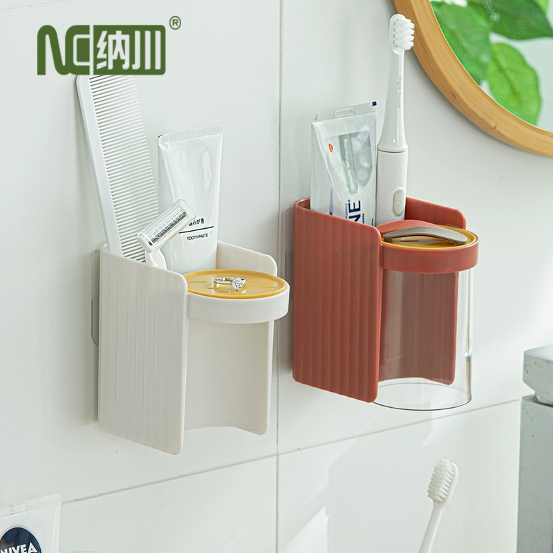 Hộp đựng bàn chải đánh răng treo tường trắng nhựa cao cấp NaChuan