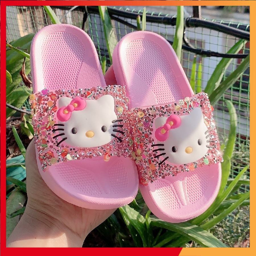 Dép Lê hello kitty Mùa Hè Cho Bé Gái Đính Kim Sa