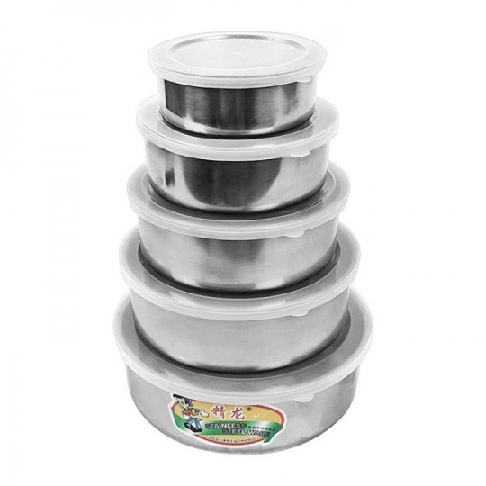 Bộ 5 Thố Inox Có Nắp Đậy (10cm 12cm 14cm 16cm Và 18cm)