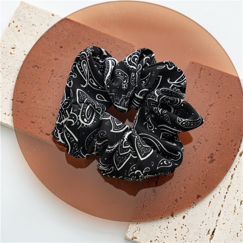 Dây Buộc Tóc Co Giãn Màu Trắng Đen Phong Cách Retro Cho Nữ