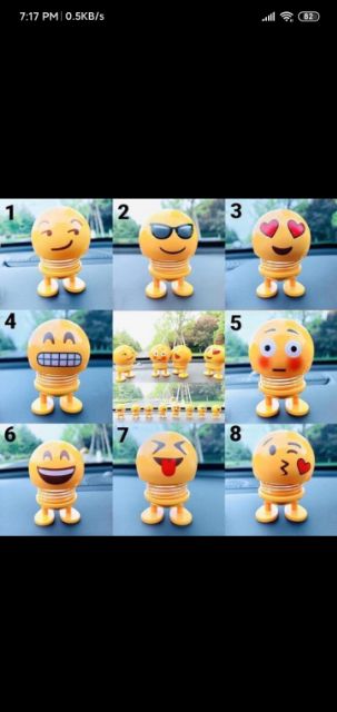 THÚ NHÚN LÚC LẮC 6 SẮC THÁI EMOJI GẮN TRANG TRÍ XE HƠI