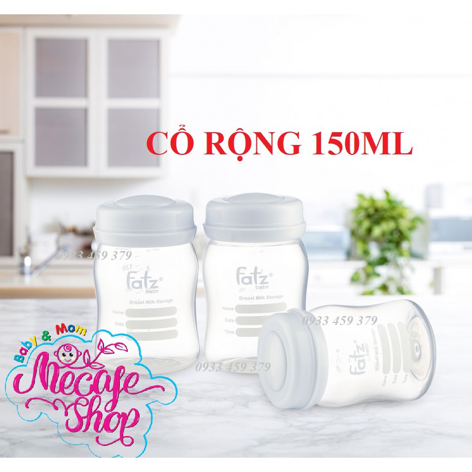 Bộ 3 bình trữ sữa 150ml cổ rộng Fatz Baby- Thái Lan