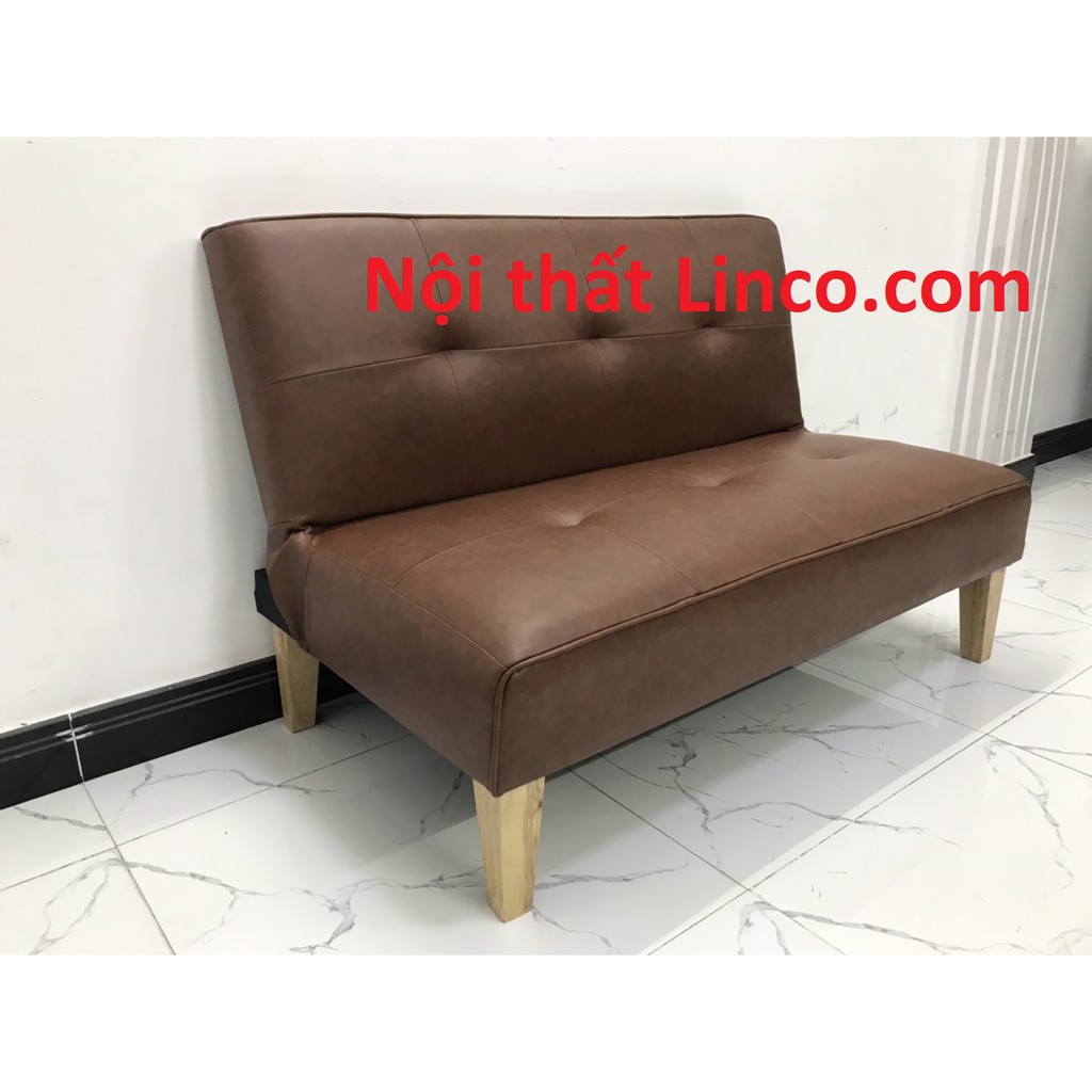 Ghế dài sofa bed mini nhỏ gọn rẻ đẹp simili (giả da) nâu sopha phòng khách Nội thất Linco HCM Tphcm