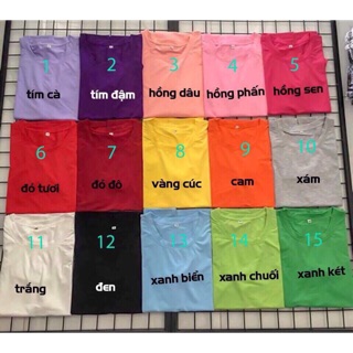 BẢNG MÀU ÁO THUN TRƠN 2X