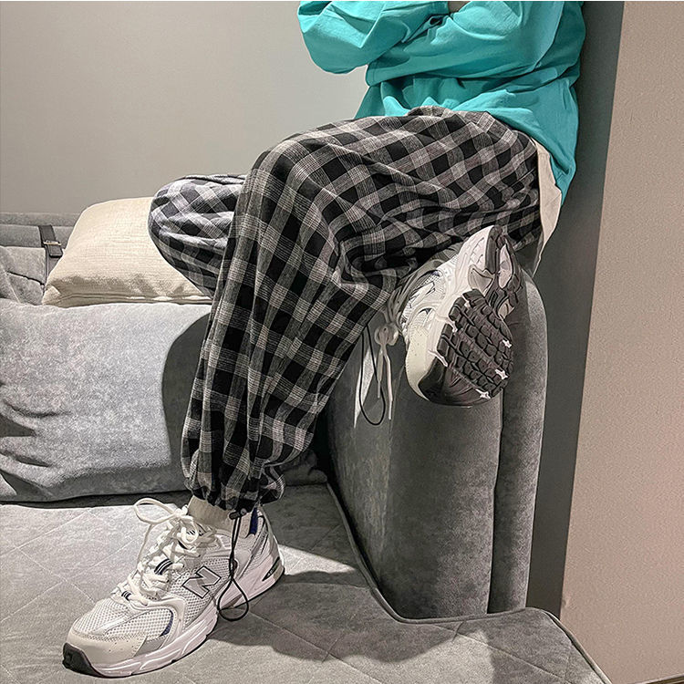 quần ống rộng Lưng Cao Kẻ Sọc Caro 5 Màu Lựa Chọn Cho Nữ