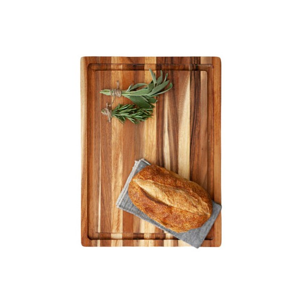 Thớt gỗ teak hình chữ nhật có rãnh có lỗ 38 x 27 CM - Wood Cutting Boards Hàng Xuất Khẩu Châu Âu Home Decor