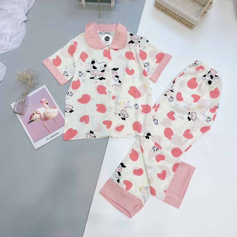 Đồ Ngủ Nữ�Đồ Bộ Pijama Lụa Tay Ngắn-Quần Dài Xinh Xắn 💖Chất Liệu Satin Siêu Mát | BigBuy360 - bigbuy360.vn