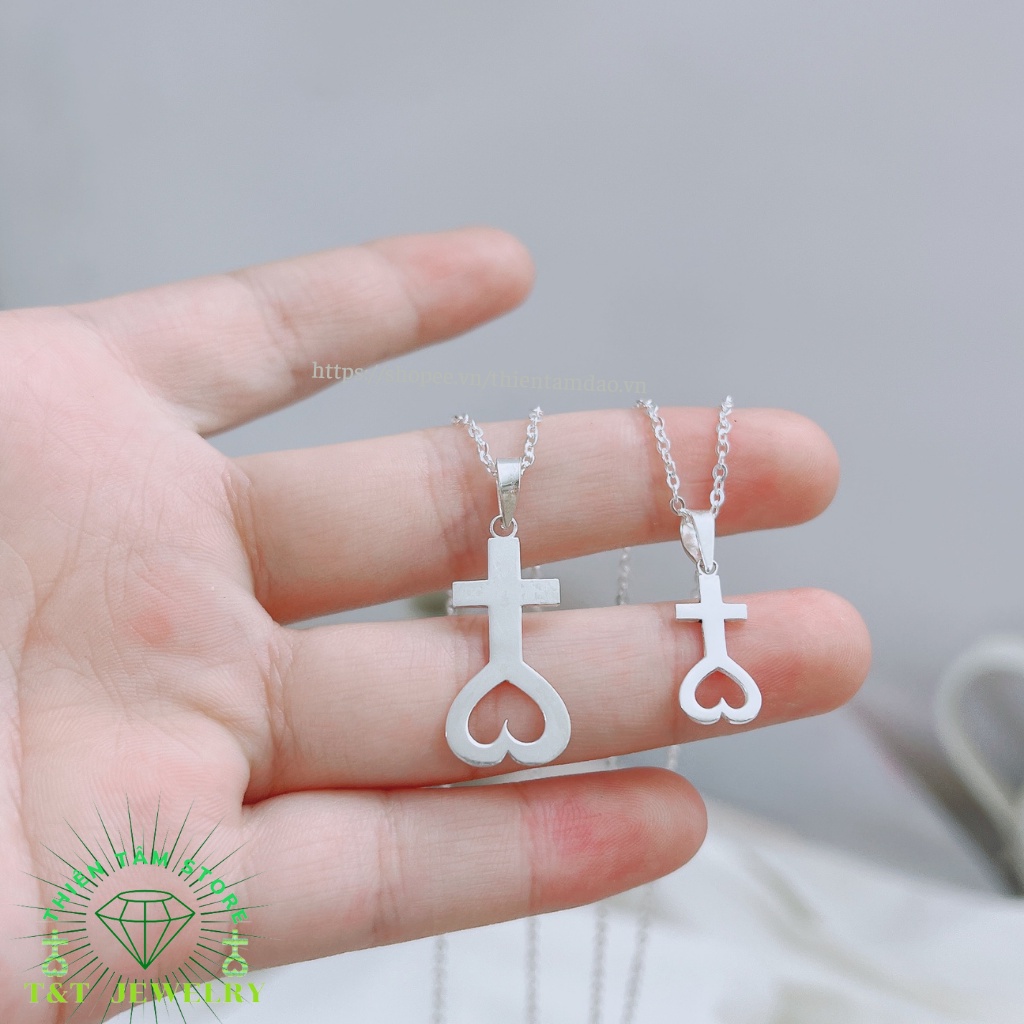 Dây chuyền thiên tâm, mặt trơn thiên tâm, dấu thiên tâm bằng bạc s925 chính hãng-T&TJewelry