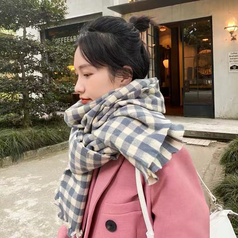 Khăn choàng cổ họa tiết kẻ ô màu bạc ấm áp mùa đông phiên bản han hàng mới dành cho học sinh nữ 2021
 | BigBuy360 - bigbuy360.vn