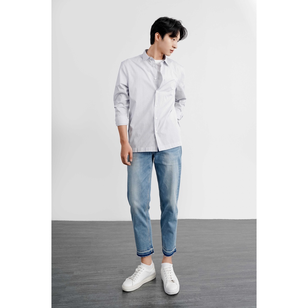 Áo Sơ Mi Nam Tay Dài Kẻ Sọc Phối Lai Form Regular - Routine 10S21SHL029
