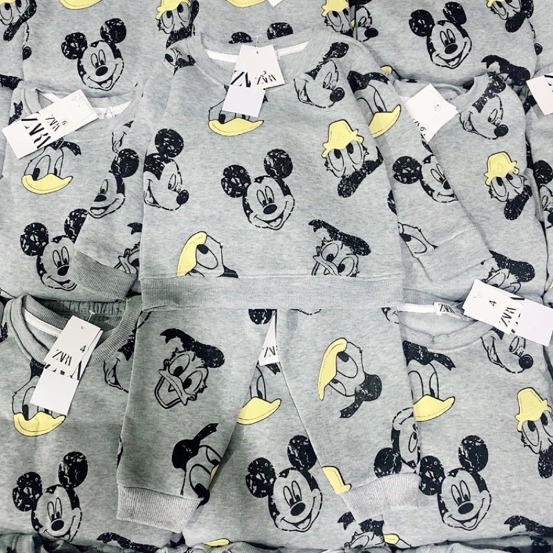BỘ NỈ MICKEY XÁM CHO BÉ