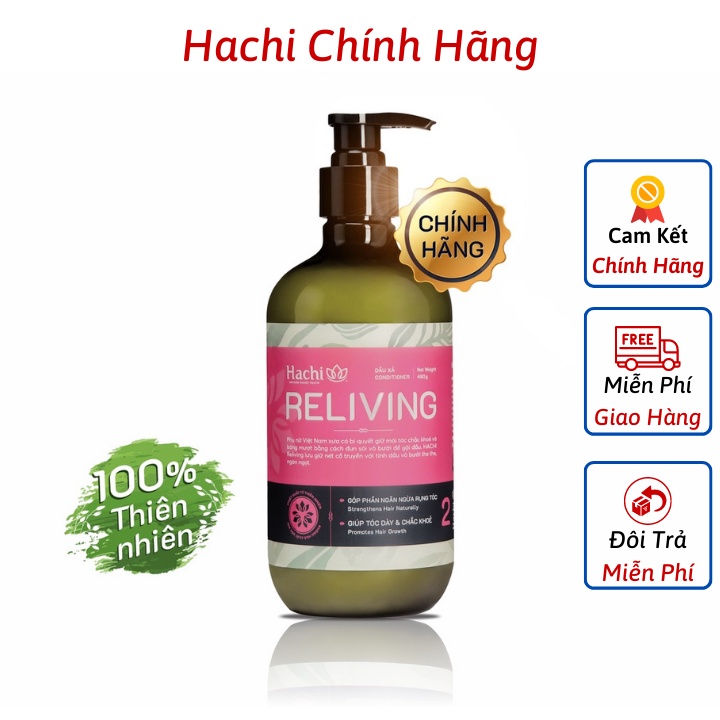 Dầu xả cao cấp HACHI VIETNAM Reliving 480g hồng (CONDITIONER) Tinh chất bưởi đào giúp tóc bóng mượt,khỏe mạnh[Chính Hãng