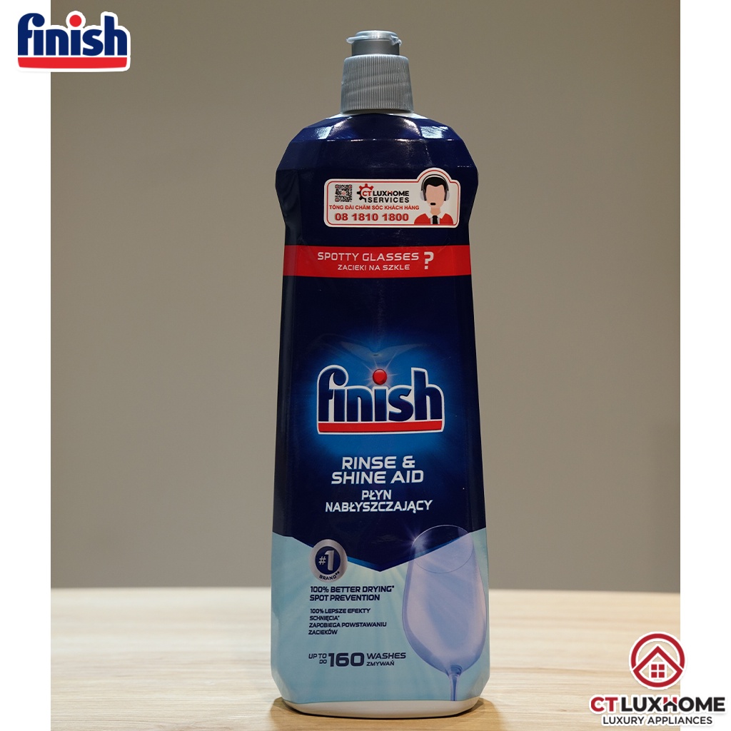 Nước trợ xả, Nước làm bóng Finish 800ml  làm bóng chén, trợ xả, làm khô dùng cho máy rửa chén - Hàng chính hãng