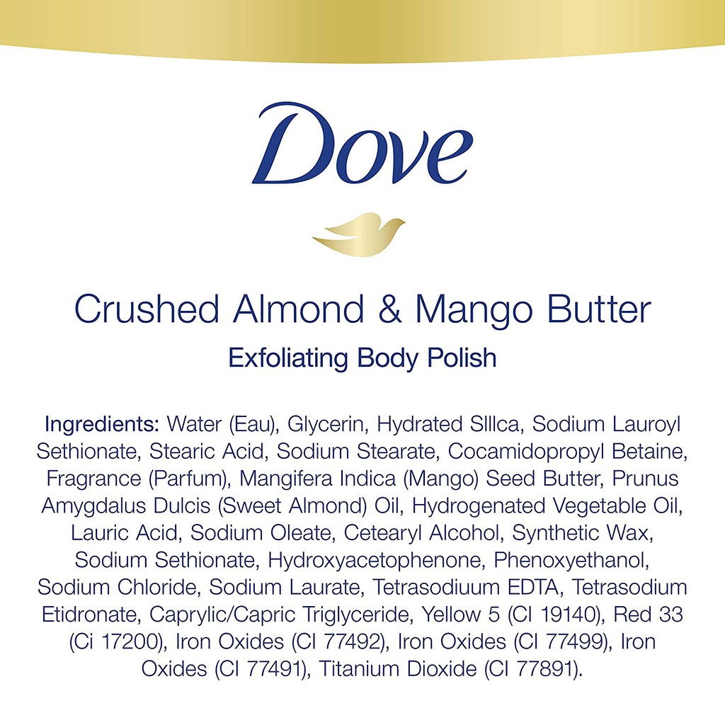 Sữa tắm tẩy tế bào chết Dove Exfoliating Body Polish Body Scrub Crushed Almond and Mango Butter 298g (Mỹ)