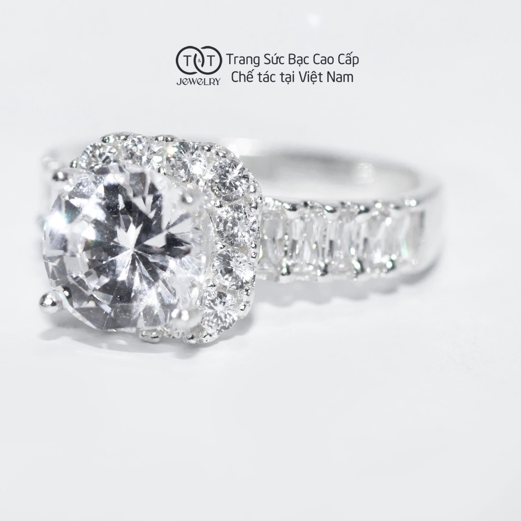 Nhẫn Bạc Nữ Mặt Vuông hàng đá cao s925 T&amp;T Jewelry cao cấp NN020